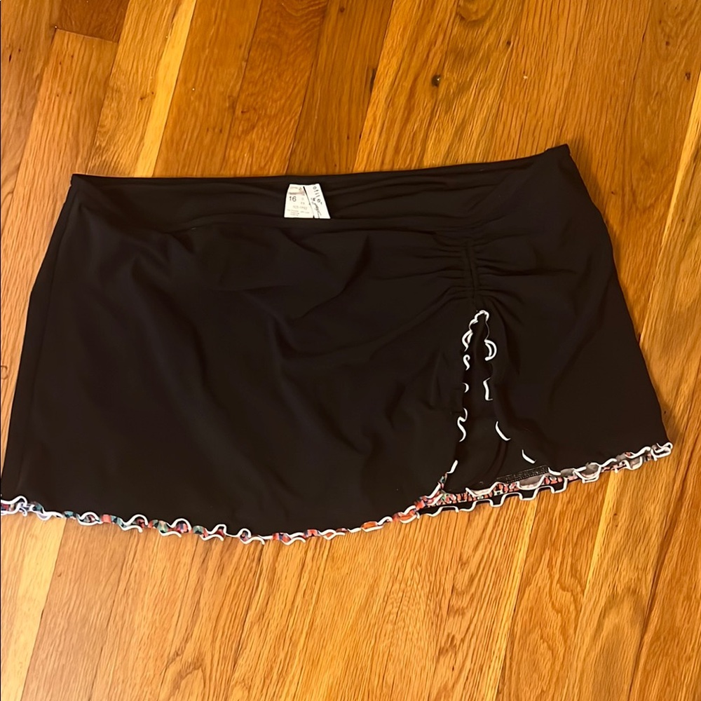 Profile by Gottex Swimsuit Bottom Black with Colorful Trim Size 16